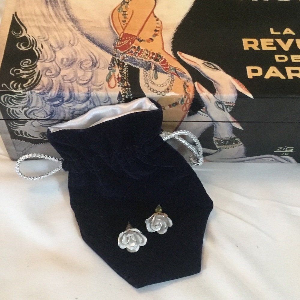 Silver Rose Stud Earrings - Women's Floral Jewelry